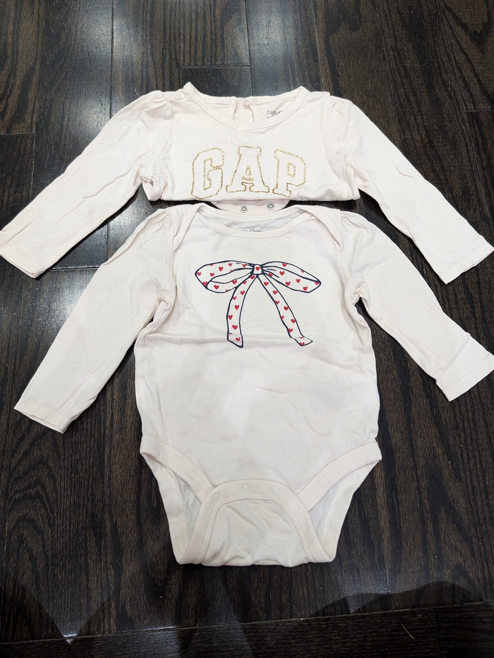 5/$35 babyGap Pink Long-Sleeve Bodysuits – 12-18M